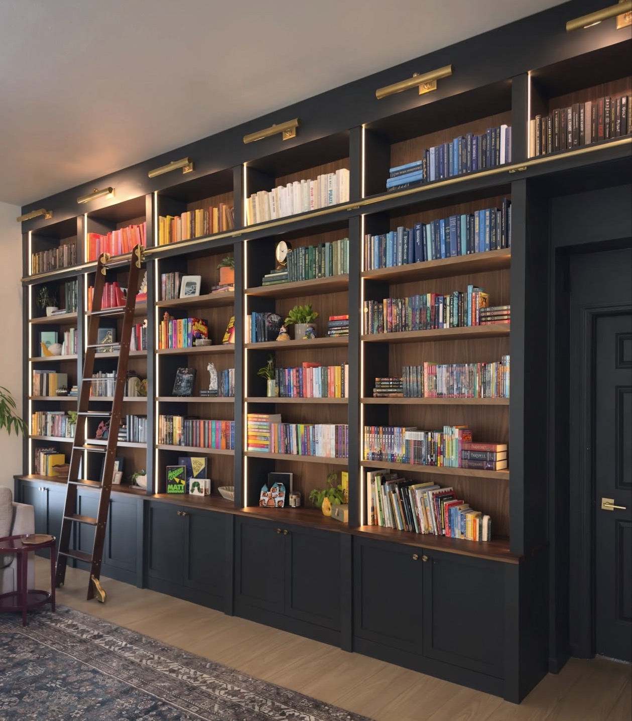 Floor-to-Ceiling Library with Rolling Ladder