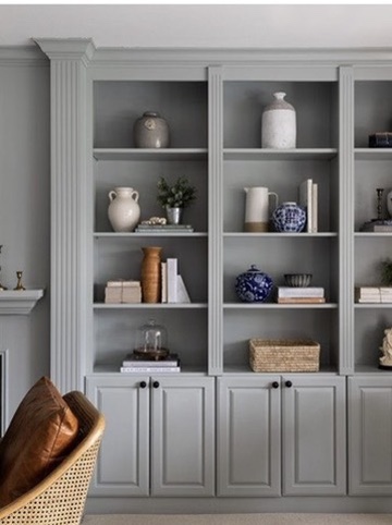Gray Built-In Display Shelving
